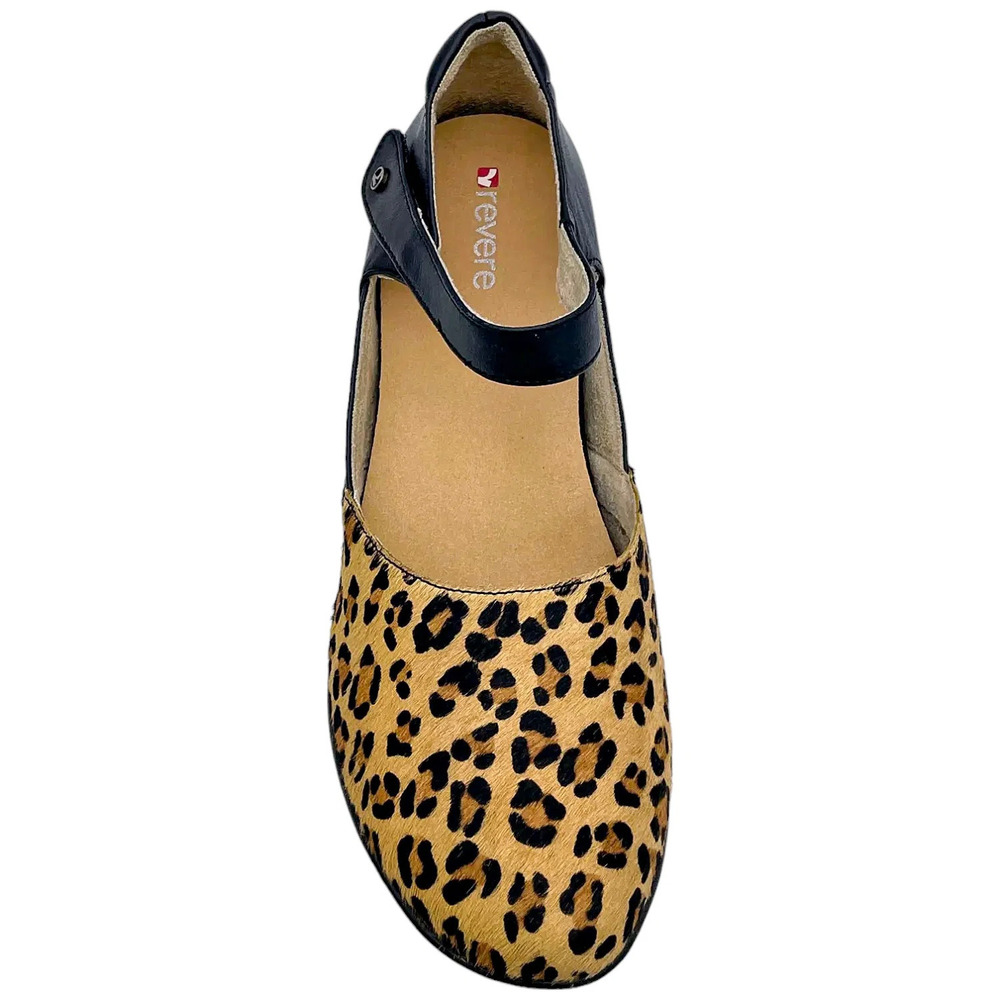 Revere Adjustable Leather Mary Janes Osaka Black Leopard - Wide - Picture 2 of 3